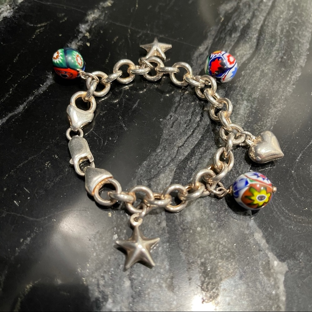 Sterling Charm Bracelet - Murano Art Glass Bead